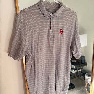 Peter Millar Light Gray Polo with Subtle Stripes